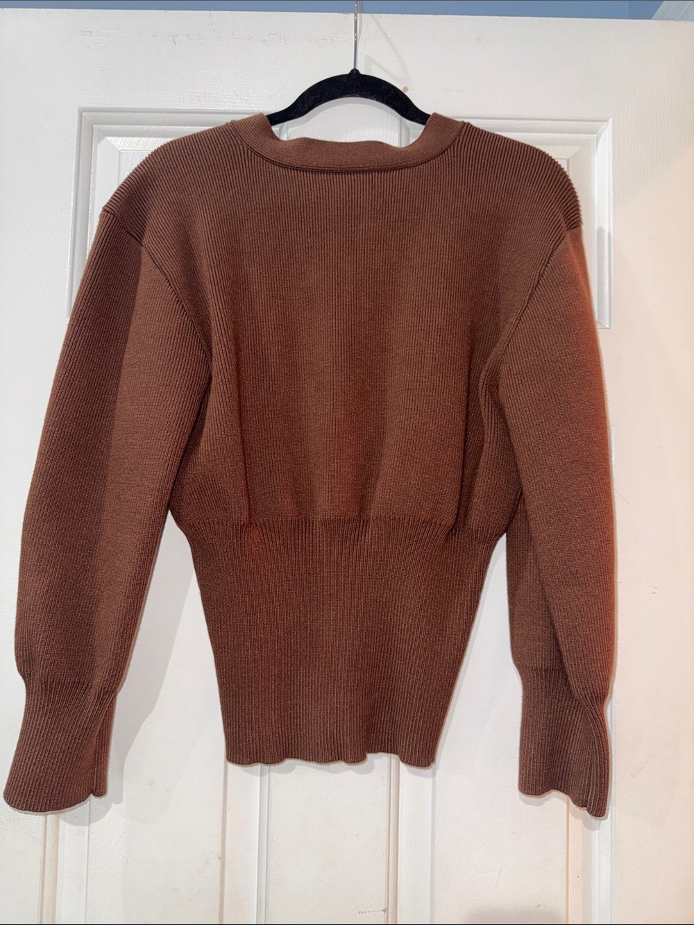 Chestnut Brown V-Neck Button-Front Cardigan Sweater - Picture 6 of 7